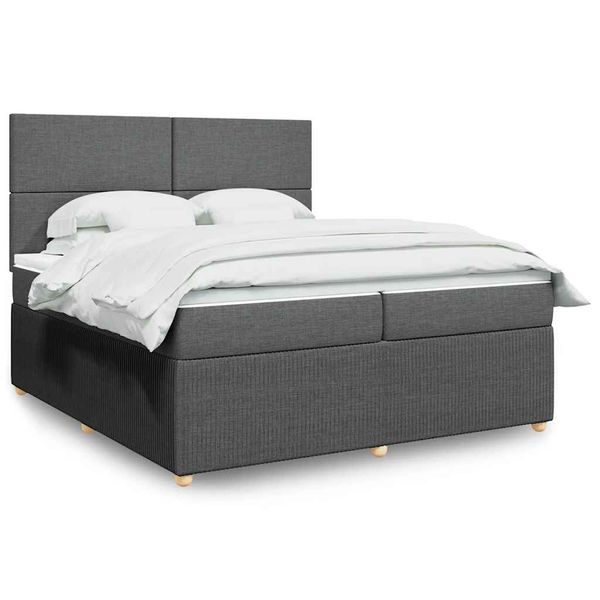 vidaXL Boxspring posteľ s matracom tmavosivá 200x200 cm látka