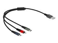 Kábel Lightning len na napájanie - USB s pínmi (samec) do Micro USB typ B, Lightning, USB-C s pínmi (samec) - 30 cm - čierna