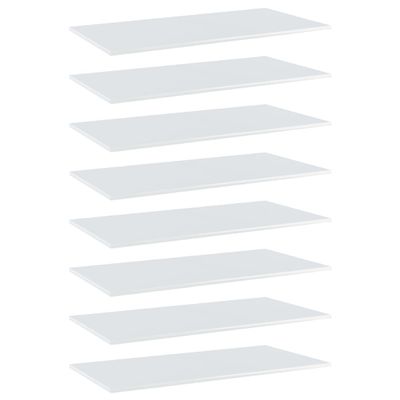 vidaXL Prídavné police 8 ks, lesklé biele 80x30x1,5 cm, drevotrieska
