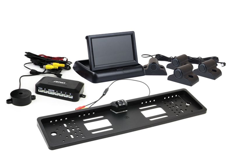 Parkovací asistent TFT02 4,3" s kamerou HD-402-LED 4 senzory čierna Truck