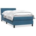 vidaXL Posteľný rám boxsping s matracom tmavomodrý 90x220 cm zamat