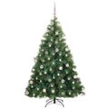 vidaXL Umelý vianočný stromček s 300 LED-i Zelená 180 cm PE a PVC