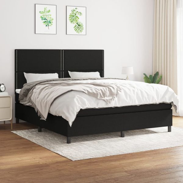 vidaXL Posteľný rám boxspring s matracom čierny 160x200 cm látka