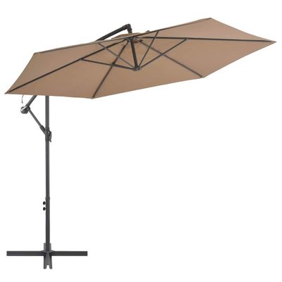 vidaXL Závesný záhradný slnečník, hliníková tyč 300 cm, sivohnedý