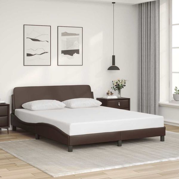 vidaXL Rám postele Dover hnedý 160x200 cm umelá koža