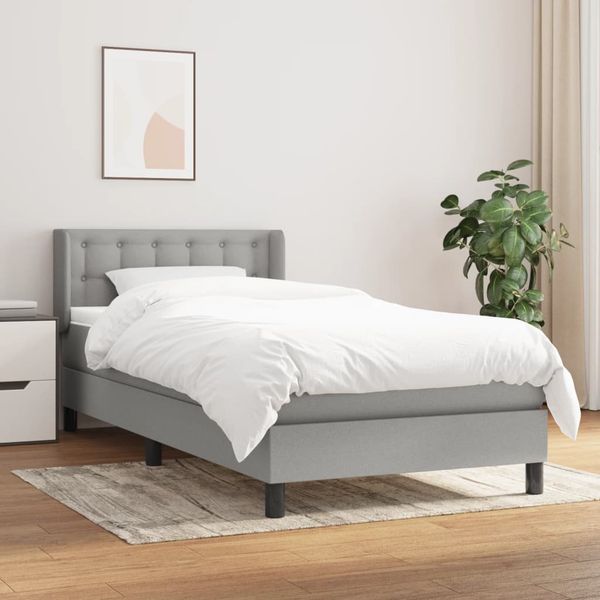 vidaXL Posteľný rám boxsping s matracom bledosivý 90x190 cm látka