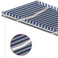 vidaXL Automatická markíza, LED a senzor vetra 450x350 cm, modrá/biela