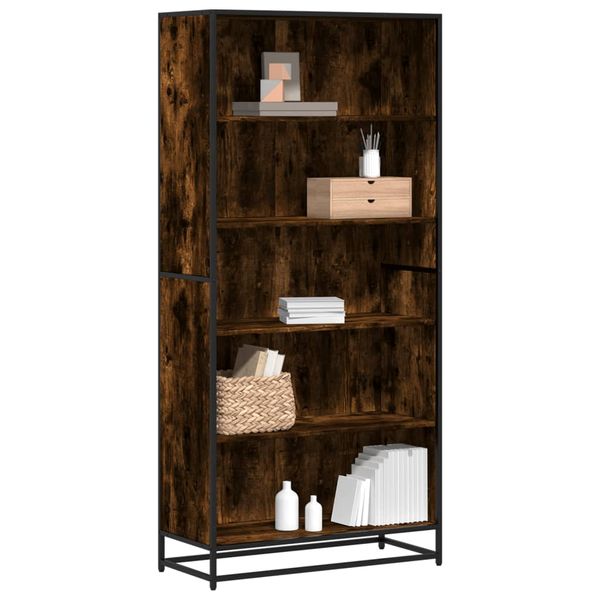vidaXL Knižnica dymový dub 80,5x35x170,5 cm kompozitné drevo