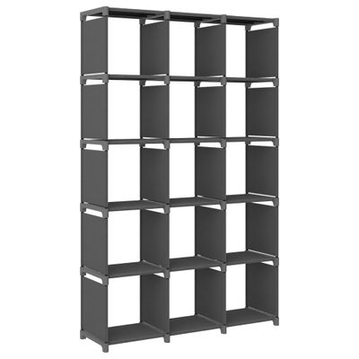 vidaXL Polica s dizajnom 15 kociek sivá 103x30x175,5 cm látka