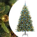 vidaXL Umelý vianočný stromček s pniškami Zelená 180 cm PVC a PE a kov
