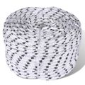 vidaXL Spletané lodné lano biele 10 mm 250 m polyester