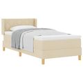 vidaXL Posteľ s pružinovým rámom Krémová 200 x 100 cm látka