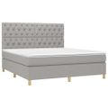 vidaXL Posteľ boxsping s matracom a LED bledosivá 160x200 cm látka