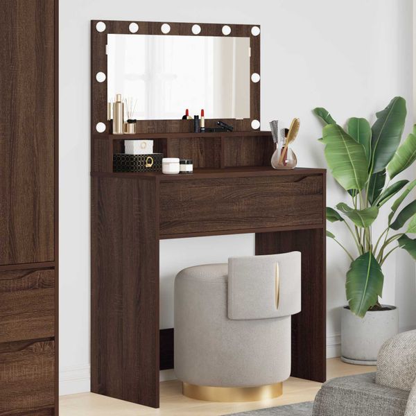 vidaXL Toaletné stolíky do spálne Hnedý dub 80 x 39,6 x 135 cm