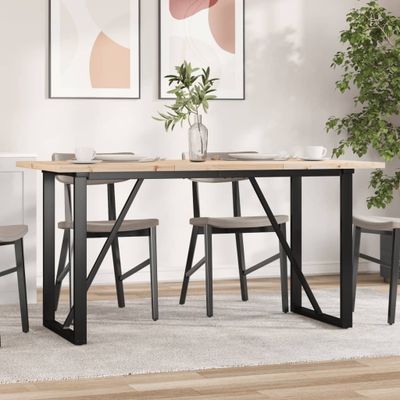 vidaXL Jedálenský stolík v tvare O 160x80x75,5 cm borovica a oceľ