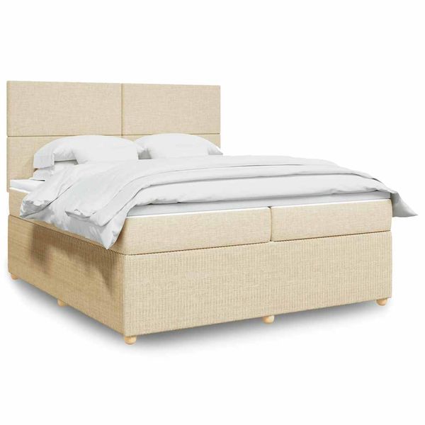 vidaXL Boxspring posteľ s matracom krémová 200x200 cm látka