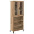 vidaXL Highboard Remeselný dub 69,5 x 34 x 180 cm Kompozitné drevo