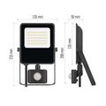 LED reflektor VISIO s pohybovým čidlom, 30 W, neutrálna biela, čierný