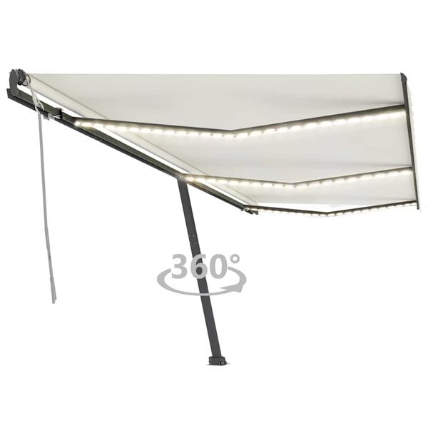 vidaXL Ručne zaťahovacia markíza s LED 600x300 cm krémová