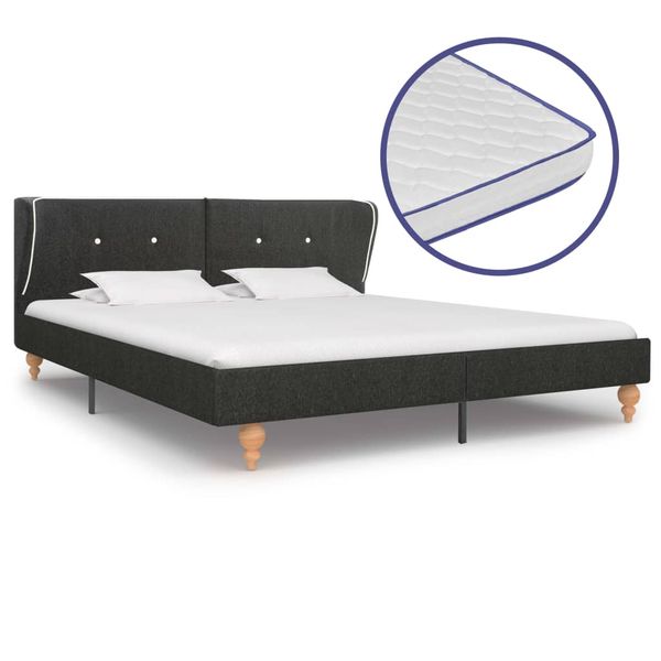 vidaXL Posteľ s matracom z pamäťovej peny tmavosivá 160x200 cm jutová