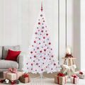 vidaXL Umelý vianočný stromček s 300 LED-i Biela 210 cm PVC a oceľ