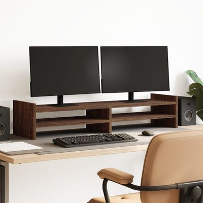 vidaXL Stojan na monitor hnedý dub 100x27x20 cm kompozitné drevo