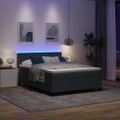 vidaXL LED box s pružinami Tmavo šedá a biela 140 x 190 cm