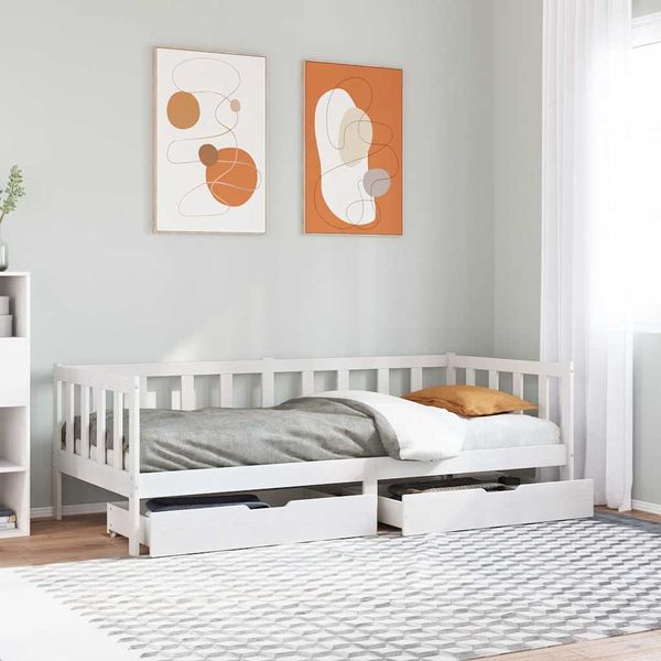 vidaXL Vysúvacia denná posteľ zásuvky biela 90x190 cm masívna borovica