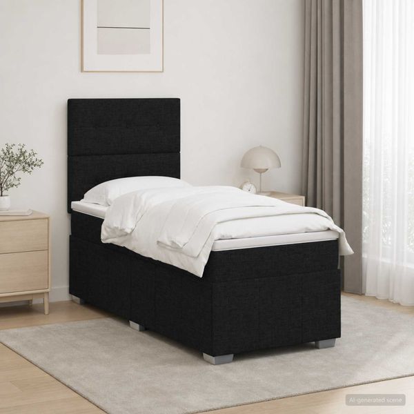 vidaXL LED boxspring posteľ s matracom Čierna 80 x 200 cm Látka
