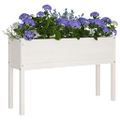 vidaXL Záhradný kvetináč biely 110x31x70 cm borovicový masív
