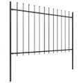 vidaXL Záhradný plot s vrchnou časťou z ocele 671x120 cm čierny