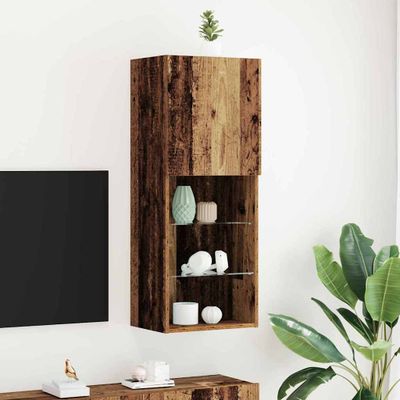 vidaXL Zostava TV skriniek s LED Staré drevo 40,5 x 30 x 102 cm