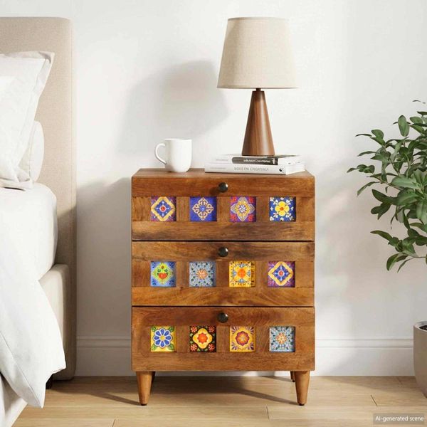 vidaXL Nočný stolík Hnedá 50 x 33 x 62 cm Masívne mango drevo