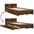 vidaXL Posteľný rám so zásuvkami dymový dub 75x190 cm kompozitné drevo