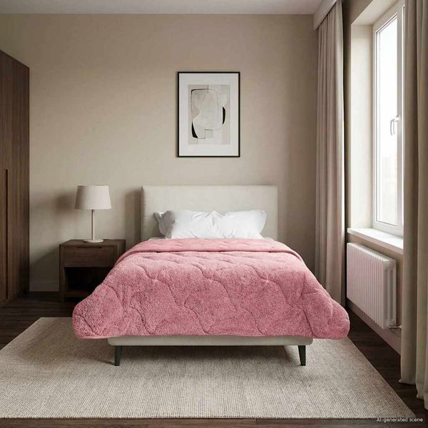 vidaXL Zimný prehoz Ružová 140 x 220 cm Mikrofáza a Teddy fleece