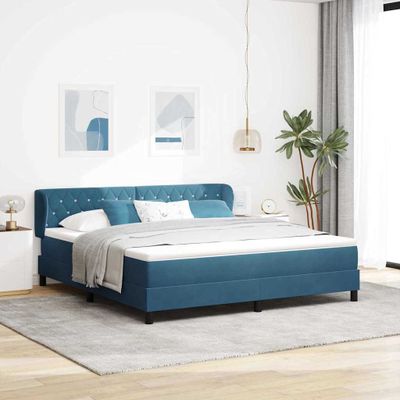 vidaXL Posteľ s pružinovým rámom Tmavo modrá 180 x 200 cm Zamat
