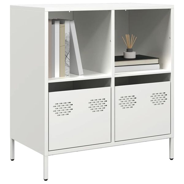 vidaXL Komoda biela 68x39x73,5 cm oceľ valcovaná za studena