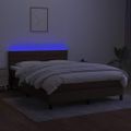 vidaXL Posteľ boxsping s matracom a LED tmavohnedá 140x190 cm látka