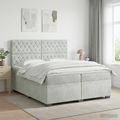 vidaXL Posteľ boxspring s matracom Svetlosivá 200 x 200 cm Zamat