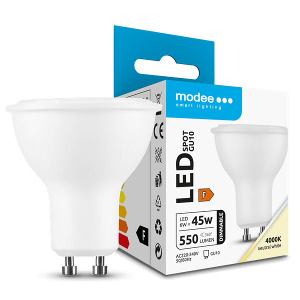 Modee Lighting LED Spot Alu-Plastic GU10 6W 550lm neutrálna biela, stmievateľná (ML-GU10P4000K6WDN)