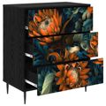 vidaXL Příborník LOCHEM Oranžový vzor 66 x 36,5 x 76 cm Čierny dub