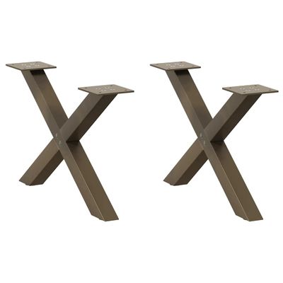 vidaXL Nohy konferenčného stolíka v tvare X, 2 ks, prírodná oceľ, 60 x (30-31) cm, oceľ