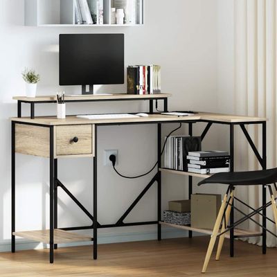 vidaXL Stôl so zásuvkou Sonoma dub 120 x 79 x 86,5 cm Kompozitné drevo