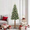 vidaXL Úzky vianočný stromček s 300 LED-i so stojanom Zelená 180 cm