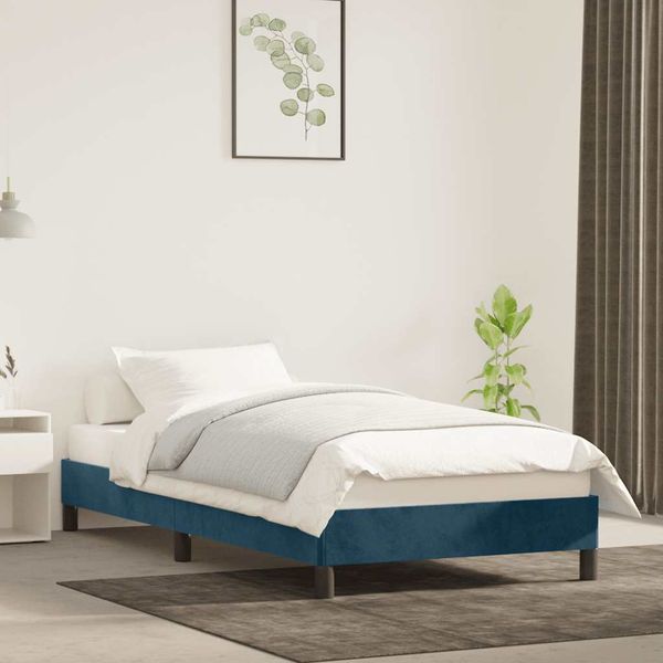 vidaXL Posteľ bez matraca tmavomodrý 100x200 cm zamat