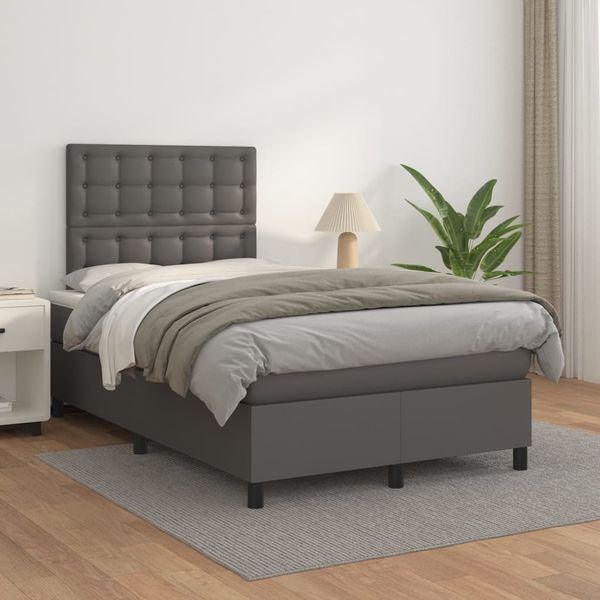 vidaXL Boxspring posteľ s matracom sivá 120x200 cm umelá koža