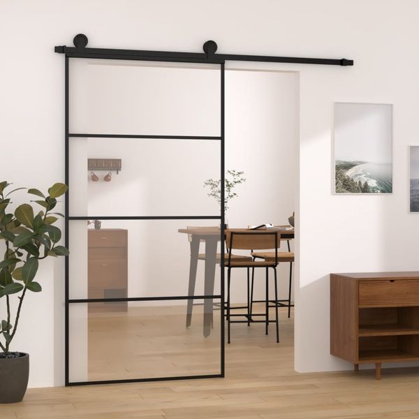 vidaXL Posuvné dvere s kovaním ESG sklo a hliník 102,5x205 cm
