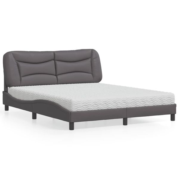 vidaXL Posteľ s matracom Hvar sivá 160x200 cm umelá koža