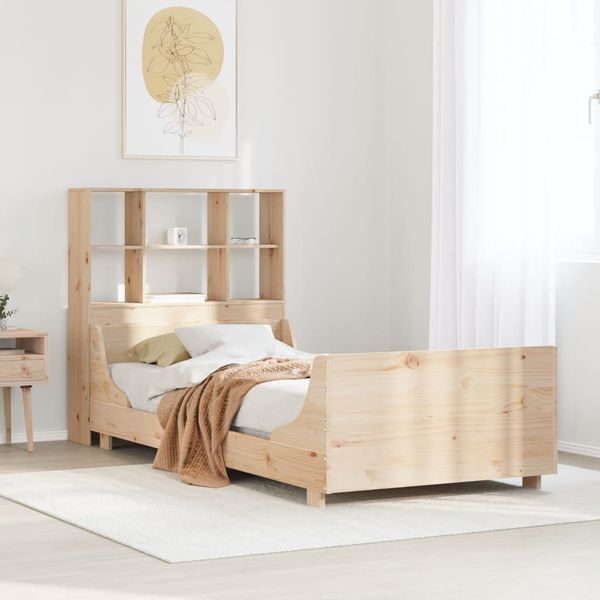 vidaXL Posteľ s knižnicou bez matraca 90x190 cm masívne drevo