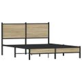 vidaXL Kovový posteľný rám bez matraca dub sonoma 137x190 cm